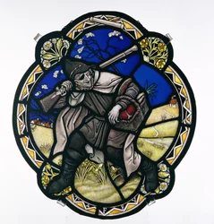 Taffy era un gallese, pannello di vetro dipinto, c.1930-37